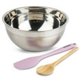 thumbnail image 1 of Thyme & Table Stainless Steel Mixing Bowl with Silicone Spatula & Wood Spoon, 3 Piece Set, Lavender, 1 of 5