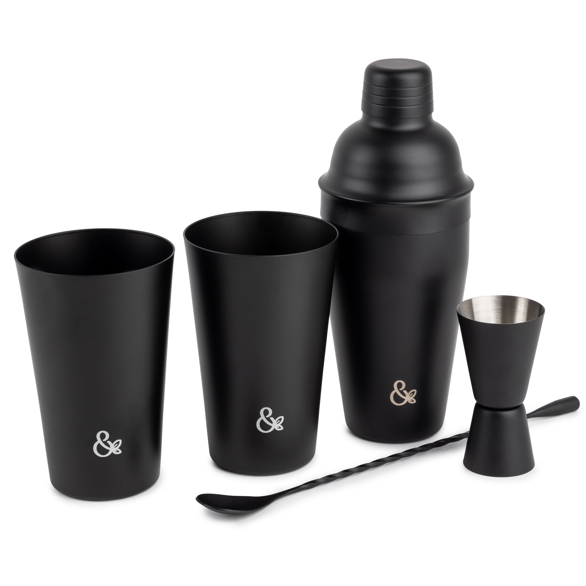 Thyme & Table Stainless Steel Mixology Bar Kit, Black, 5 Piece Set