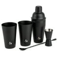 Thyme & Table Stainless Steel Mixology Bar Kit, Black, 5 Piece Set