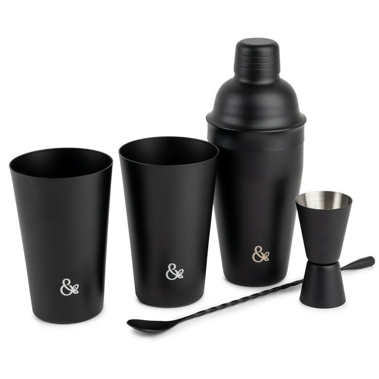 Thyme & Table Stainless Steel Mixology Bar Kit, Black, 5 Piece Set