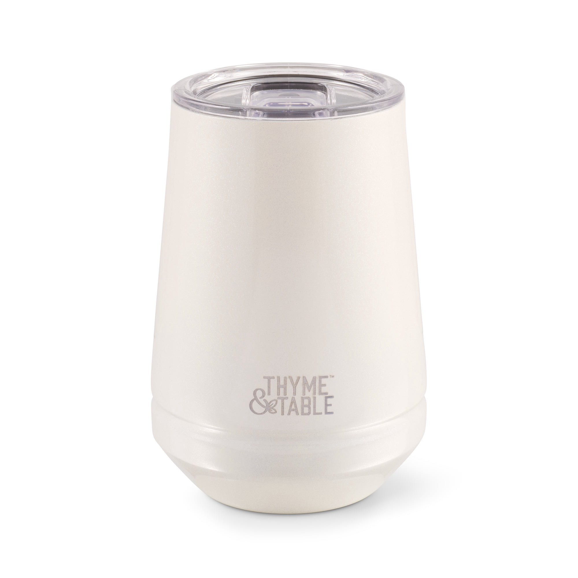 Thyme & Table 12 oz Stainless Steel Wine Tumbler with Push Lid, White