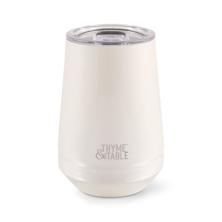 Thyme & Table 12 oz Stainless Steel Wine Tumbler with Push Lid, White