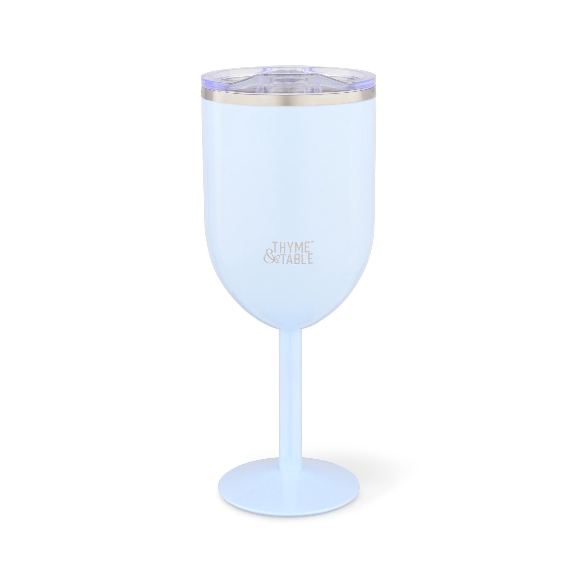 Thyme & Table 13oz Stainless Steel Wine Tumbler with Push Lid, Blue