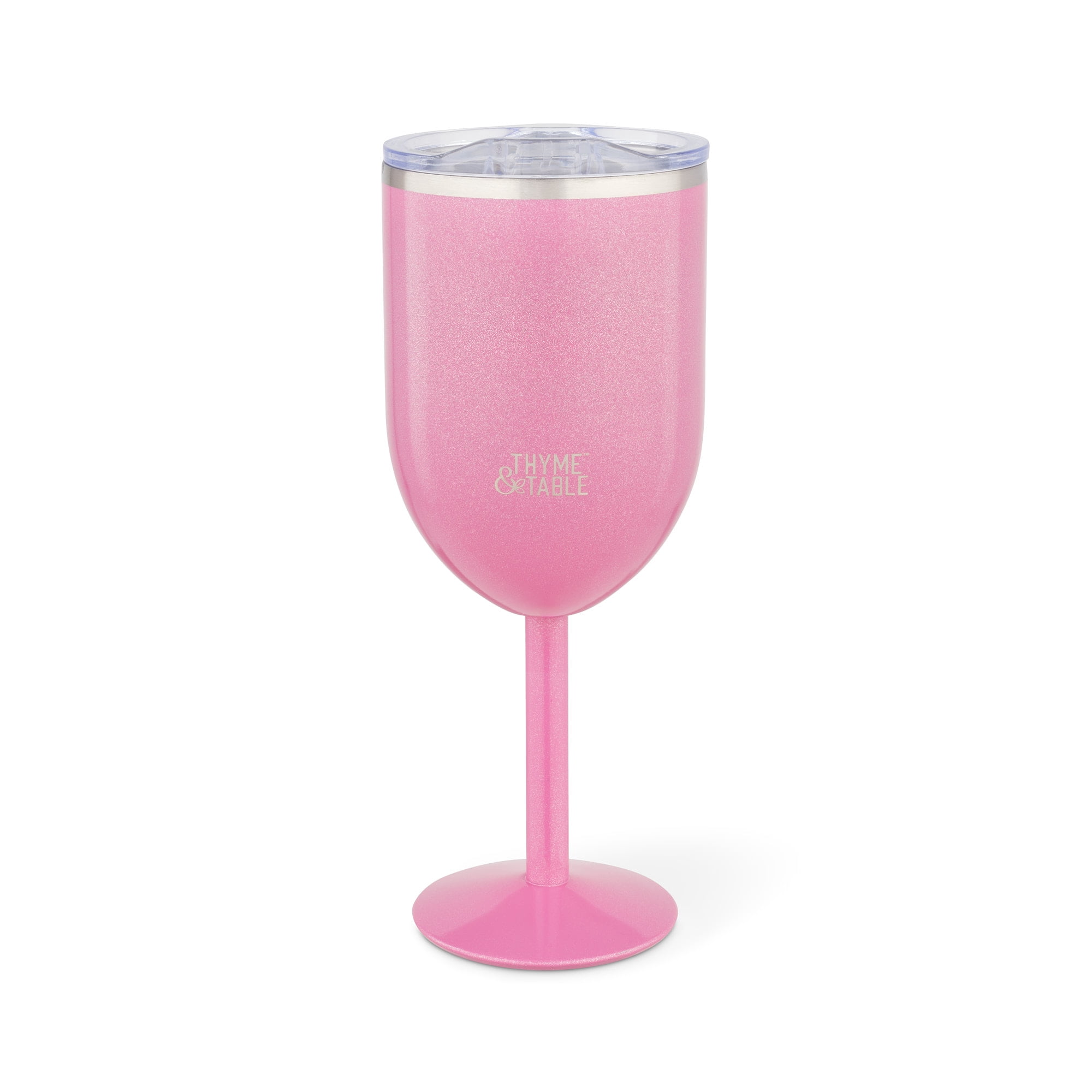 Thyme & Table 13 oz Stainless Steel Wine Tumbler with Lid, Pink