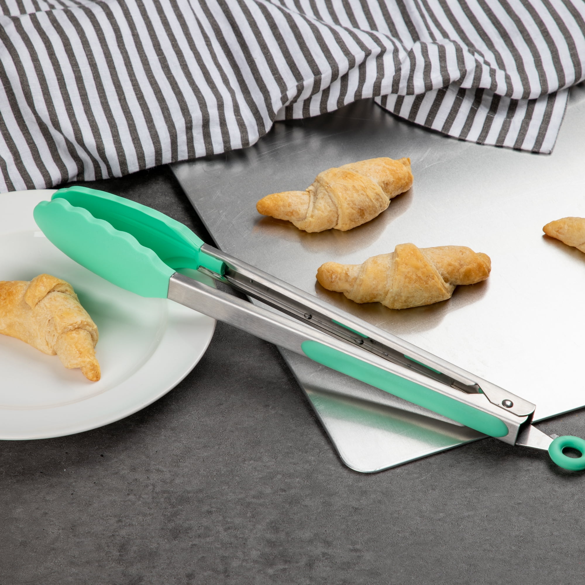 Thyme & Table Stainless Steel and Silicone Locking Tongs Mint