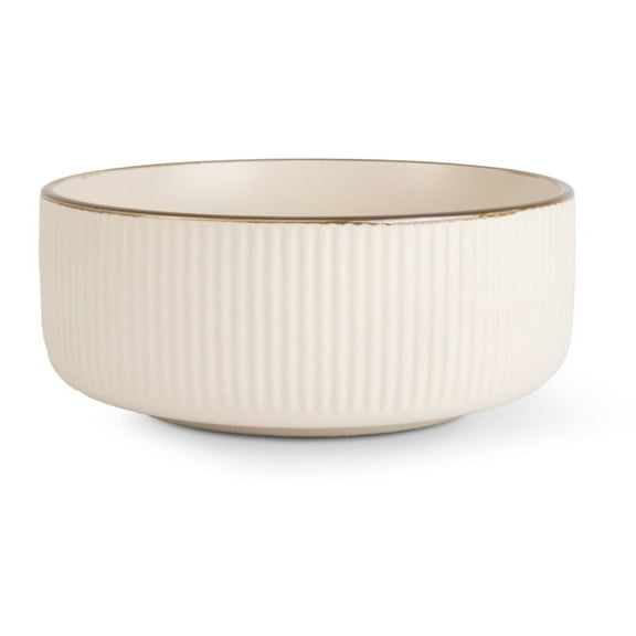 Thyme & Table Aden Ceramic Bowl Cream with Bronze Rim