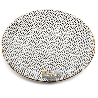 Thyme & Table Stoneware Dinner Plate, Black & White, Dot Collection