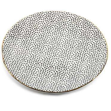 Thyme & Table Stoneware Dinner Plate, Black & White, Dot Collection