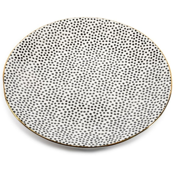 Thyme & Table Stoneware Dinner Plate, Black & White, Dot Collection
