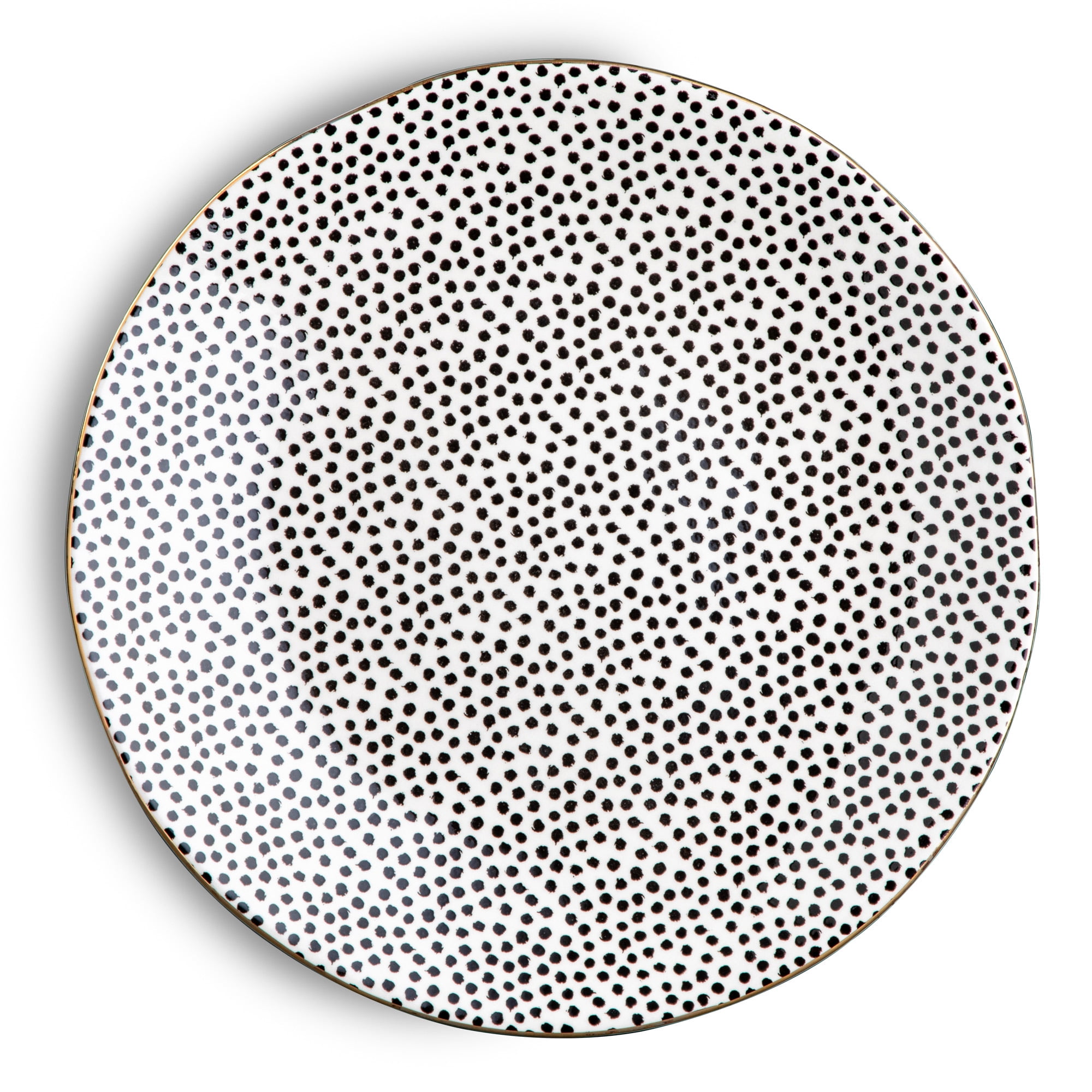 Thyme & Table Dot Ceramic Dinner Plate Black and White
