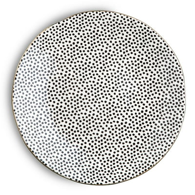 Thyme & Table Dot Ceramic Dinner Plate Black and White