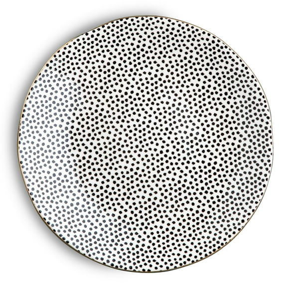 Thyme & Table Dot Ceramic Dinner Plate Black and White