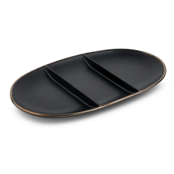 Thyme & Table Stoneware Divided Serving Platter, Onyx Collection
