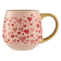 Thyme & Table Stoneware Hearts Mug, Gold Handle, 16.9 fl oz