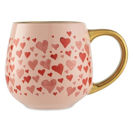 Thyme & Table 16 fl oz Hearts Ceramic Mug with Gold Handle