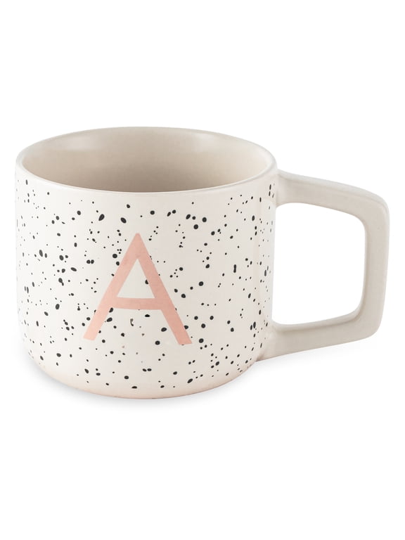 Thyme & Table 13.5 fl oz Monogram A White Speckled Stoneware Mug