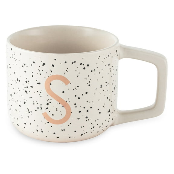 Thyme & Table 13.5 fl oz Monogram S White Speckled Stoneware Mug