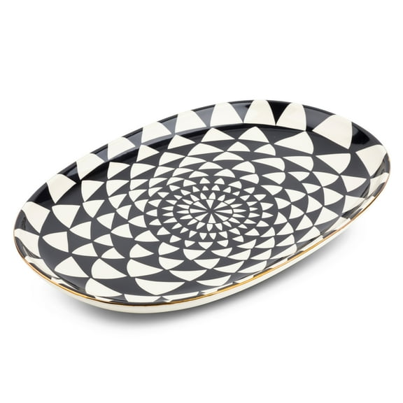 Thyme & Table Stoneware Oval Serve Platter, Medallion Collection