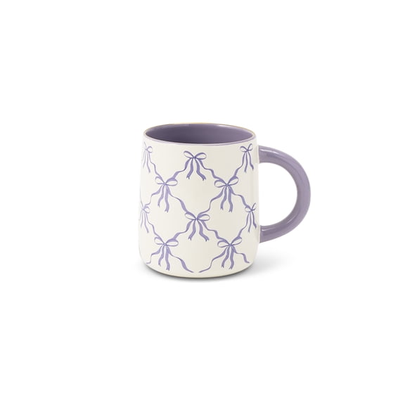 Thyme & Table 14.5 fl oz Purple Bows Stoneware Mug