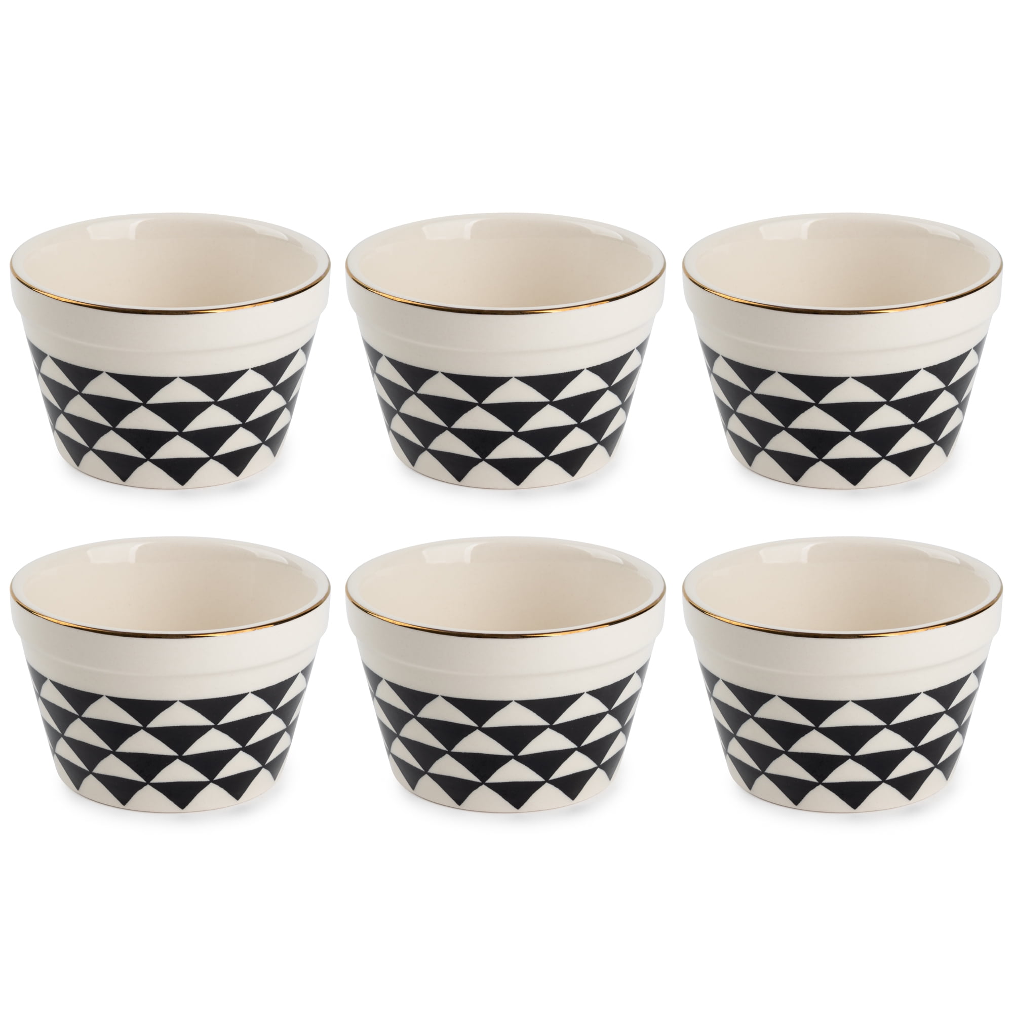 Thyme & Table Stoneware Ramekin, Black & White Medallion, 6-Piece Set