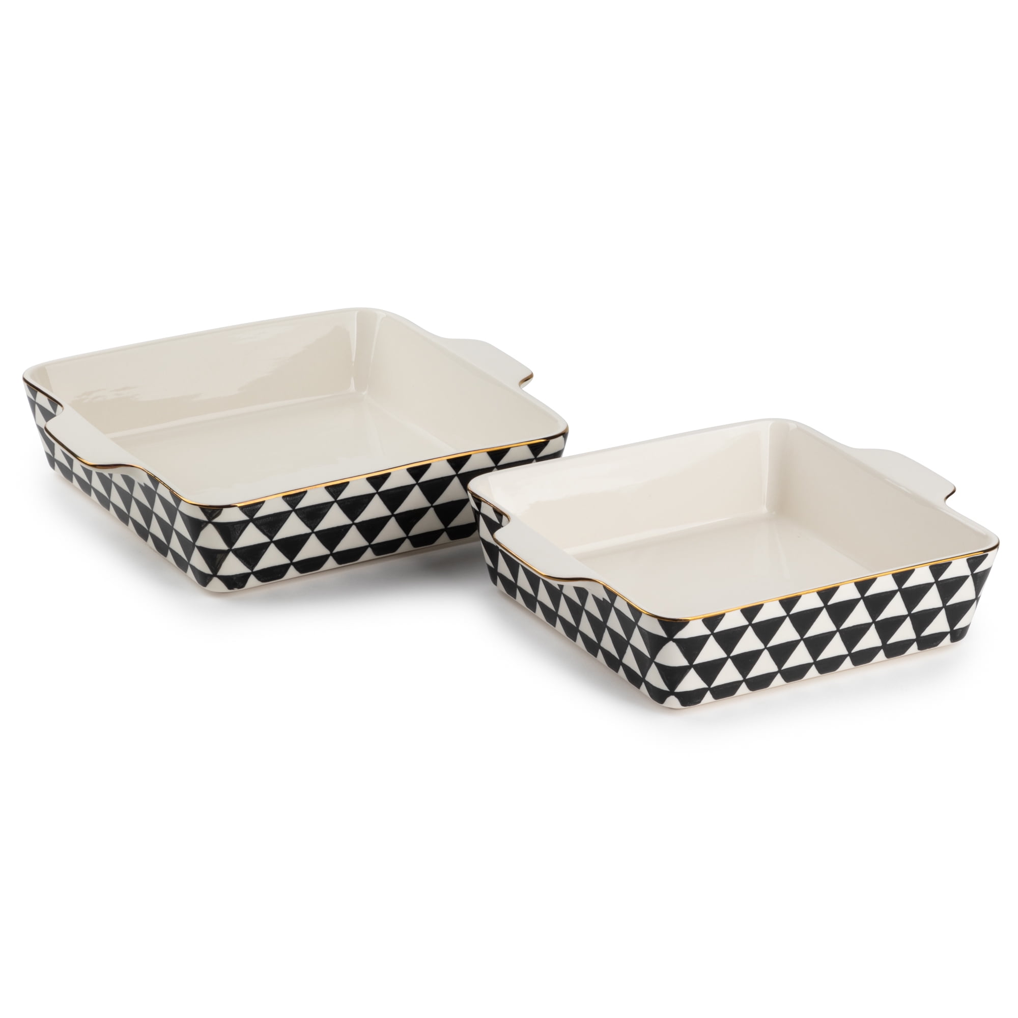 Thyme & Table Stoneware Square Baker, Black & White Geo, 2-Piece