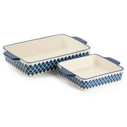 Thyme & Table Stoneware Square & Rectangular Baker, Blue Pattern, 2-Piece Set