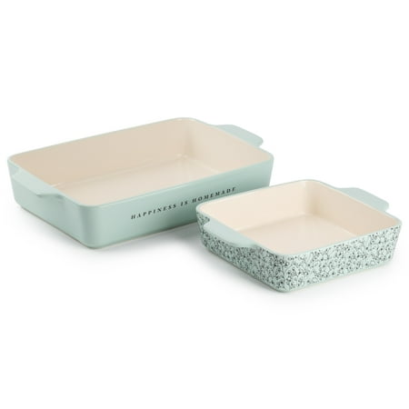 Thyme & Table Stoneware Square & Rectangular Baker, Green, 2-Piece Set