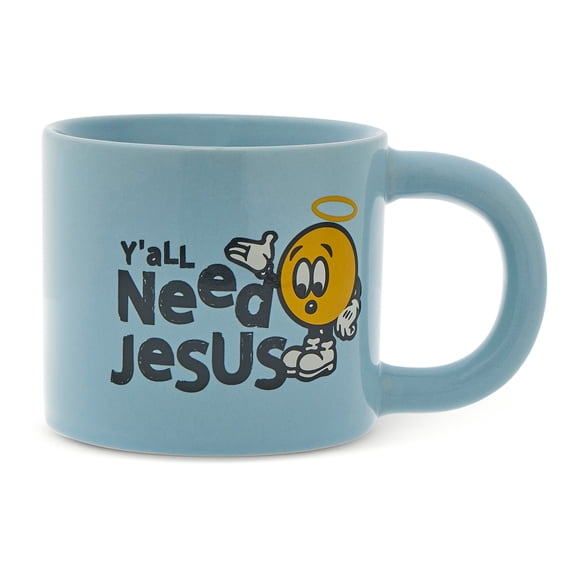 Thyme & Table 13.5 fl oz "Y'all Need Jesus" Blue Stoneware Mug