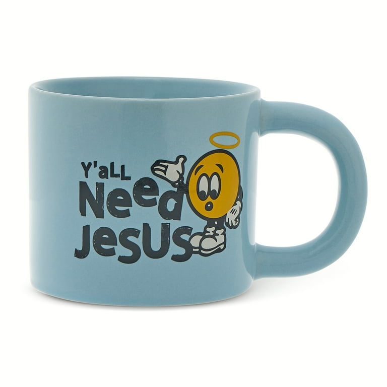 Thyme & Table 13.5 fl oz "Y'all Need Jesus" Blue Stoneware Mug - Walmart.com