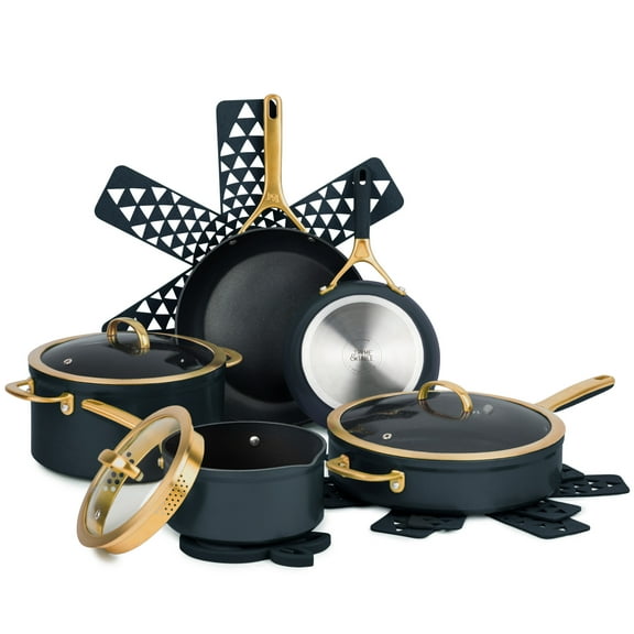 Thyme & Table 12-Piece Non-Stick Supreme Collection Cookware Set, Pots and Pans Set - Atlantic Blue