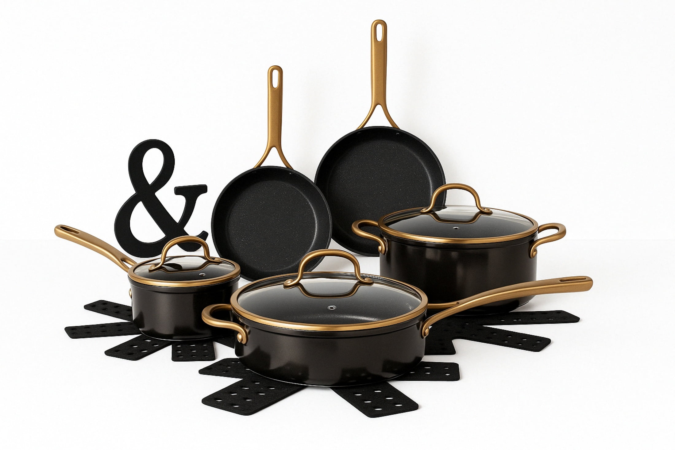 Free Shipping! Thyme & Table Non-Stick 12-Piece Cookware Set Bronze with Fry Pans, Stock Pot, Saute Pan and Saucepan