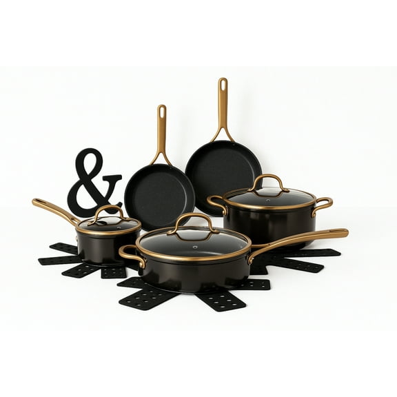 Thyme & Table Supreme 12-Piece Non-Stick Cookware Set, Pots and Pans Set- Bronze