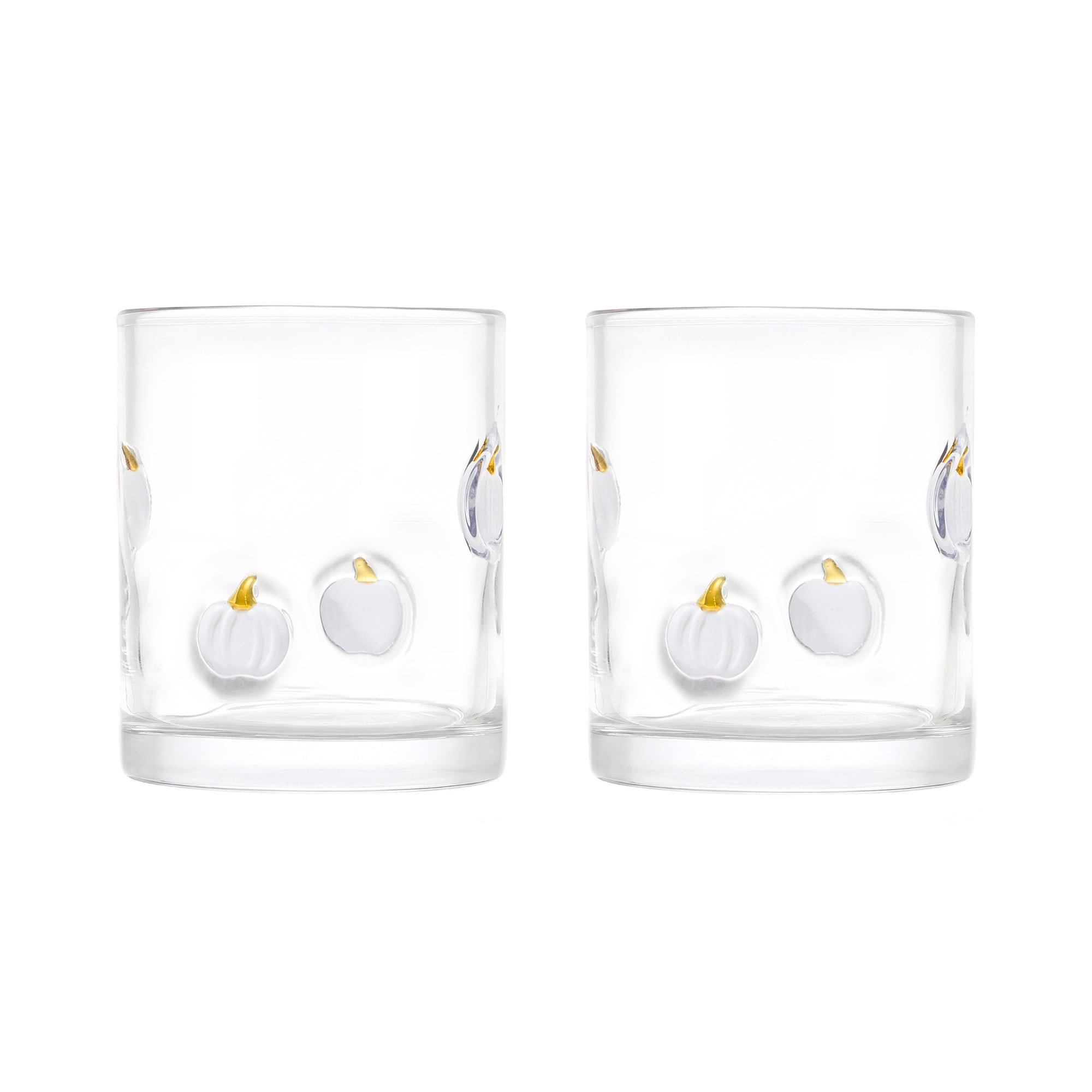 Thyme & Table 12 fl oz White Pumpkin Charm Glass Set, Pack of 2