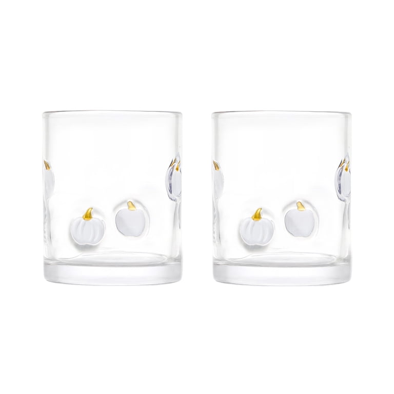 Thyme & Table 12 fl oz White Pumpkin Charm Glass Set, Pack of 2, Size: One size