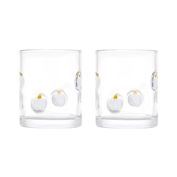 Thyme & Table 12 fl oz White Pumpkin Charm Glass Set, Pack of 2