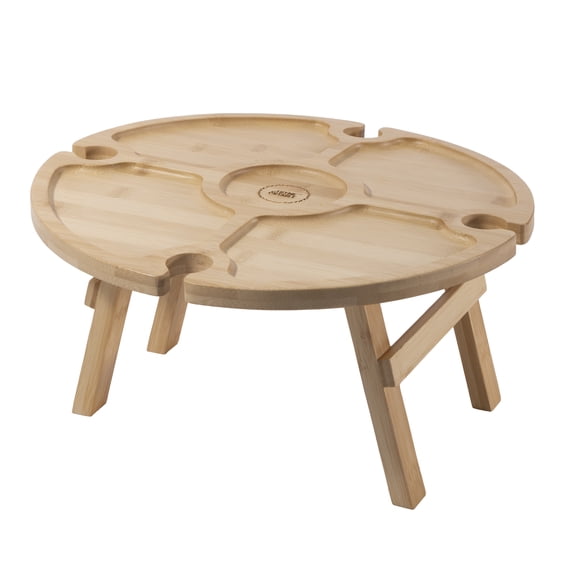 Thyme & Table Wooden Picnic Serving Board with Foldable Legs, Neutral