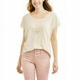 thumbnail image 1 of Thyme and Honey Peasant Top Women's Size M Ivory Short Sleeve Relaxed Fit, 1 of 2