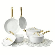Thyme and Table 12 Piece Nonstick Aluminum Cookware Set, Pots and Pans Set - White