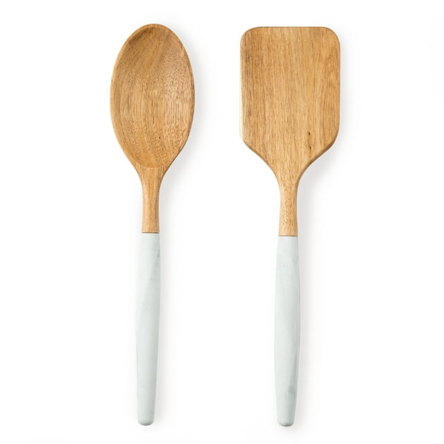 Thyme and Table 2-Piece Acacia and Silicone Marble Kitchen Utensil Set ...