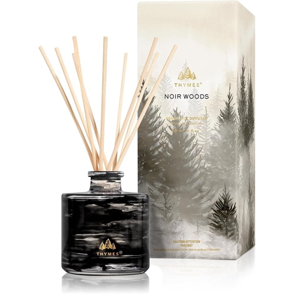 Thymes Petite Reed Diffuser Set – Includes Rattan Wood Sticks, Fragrance Oil, & Glass Bottle – Home Fragrance Oil Diffuser – Luxury Home Decor – Guest Bathroom Essentials (Washed Linen, 4 fl oz)