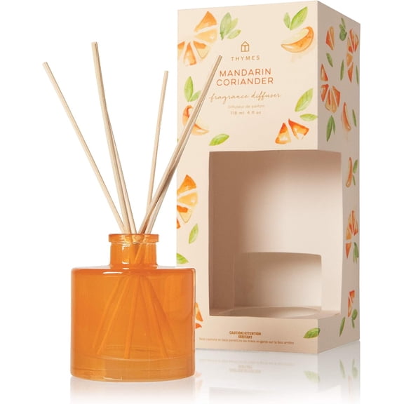 Thymes Petite Reed Diffuser Set – Includes Rattan Wood Sticks, Fragrance Oil, & Glass Bottle – Home Fragrance Oil Diffuser – Luxury Home Decor – Guest Bathroom Essentials (Washed Linen, 4 fl oz)