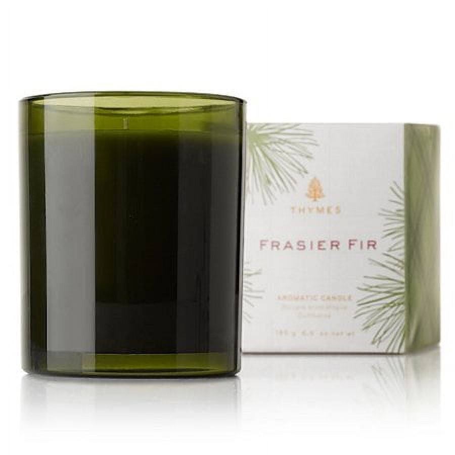 Thymes Frasier Fir Statement Candle 6.5 Oz Silver Pine Needle Design - Digs  N Gifts