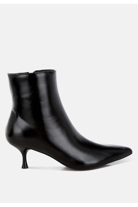 Thymus Faux Leather Kitten Heel Boots