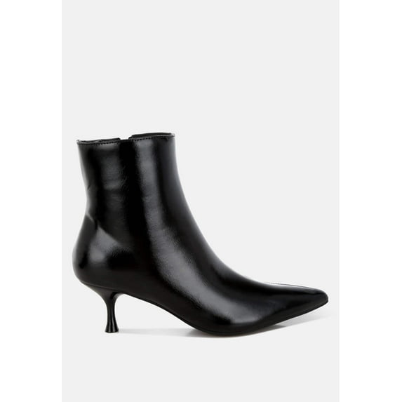 Thymus Faux Leather Kitten Heel Boots