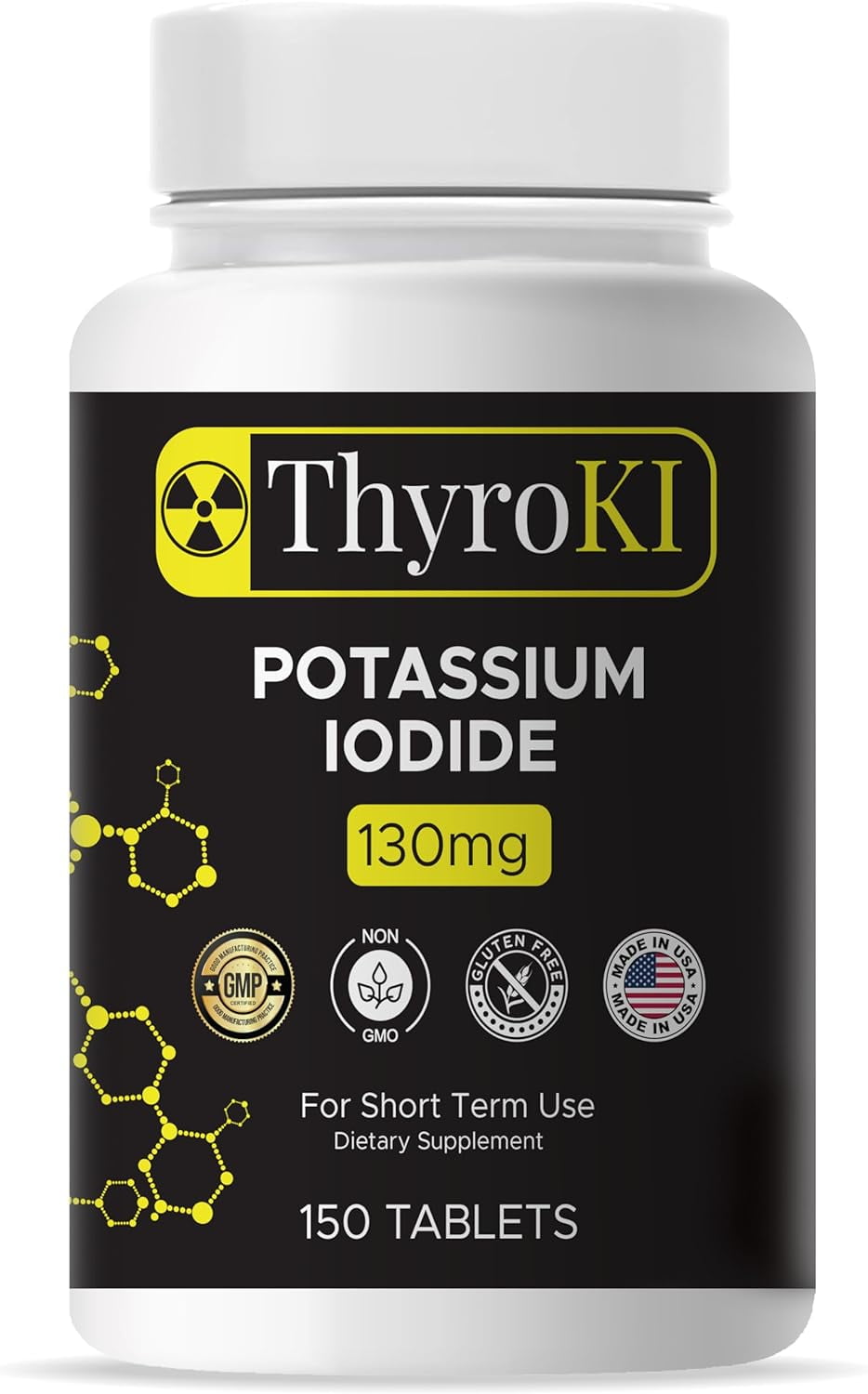 ThyroKI Potassium Iodide 130mg Tablets (150 count) NonGMO, Fast