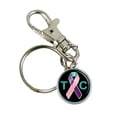 thumbnail image 1 of Thyroid Cancer Awareness Keychain Support Silver Plated Jewelry Key Chain, 1 of 1