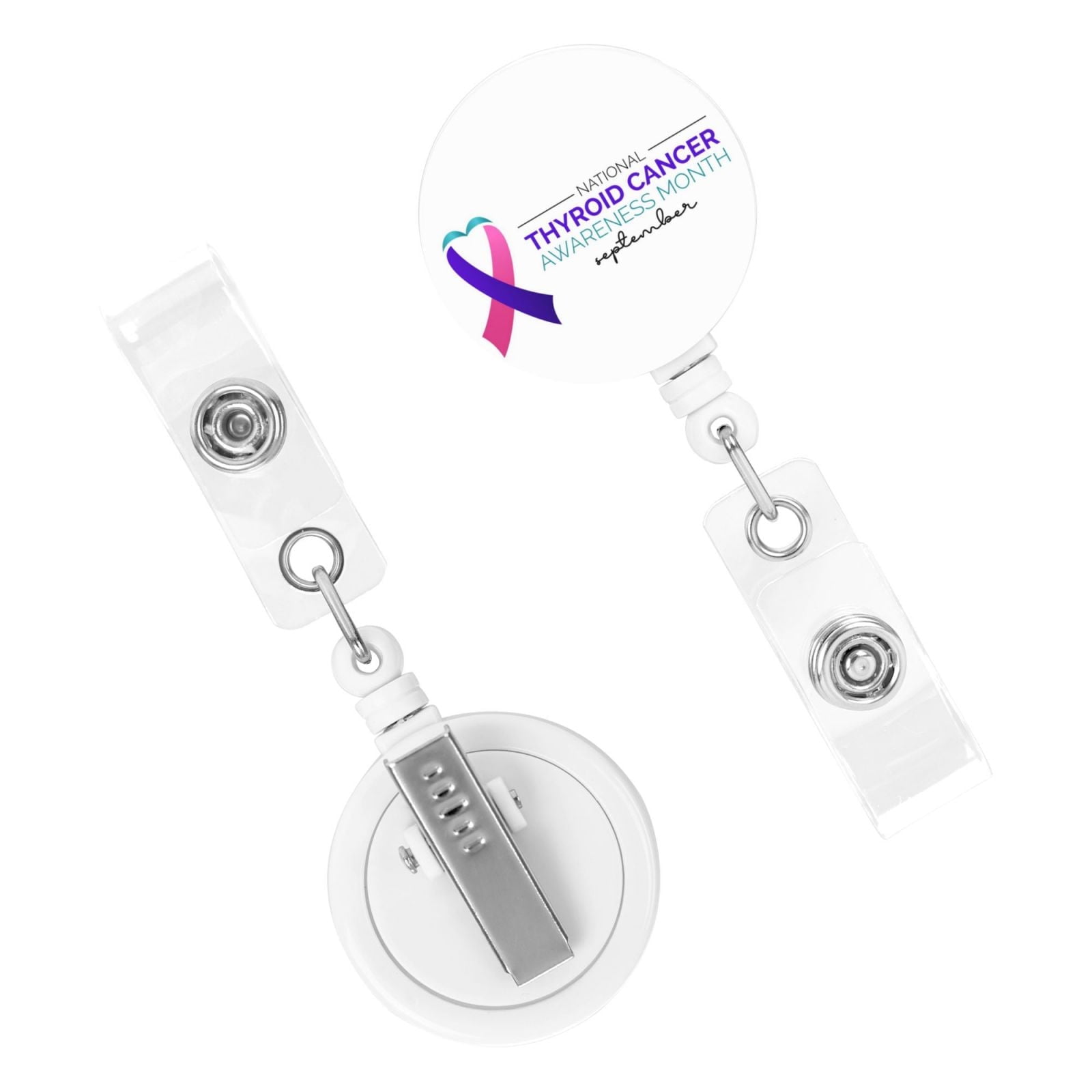 Faccito 18-Pack Breast Cancer Awareness Badge Reels - Retractable ID Holders With Ribbon/Butterfly Design For Nurses, Healthcare Workers