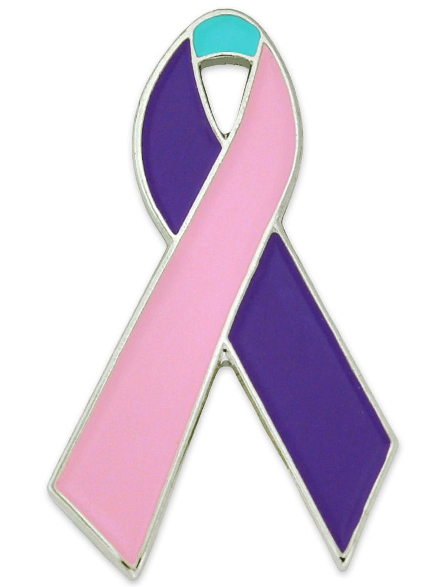 5-Pack Thyroid Cancer Awareness Ribbon Lapel Pins – Purple With Silver Trim, Tac Backing, Support & Awareness Gift - View #8