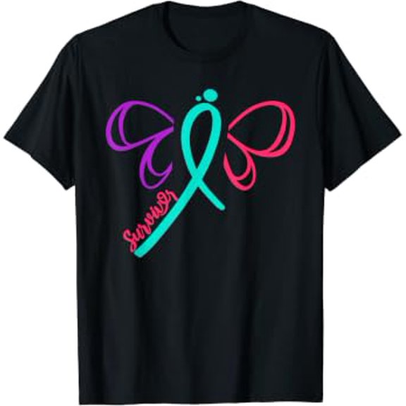 Thyroid Cancer Survivor Warrior Cancer Awareness Butterfly R T-Shirt
