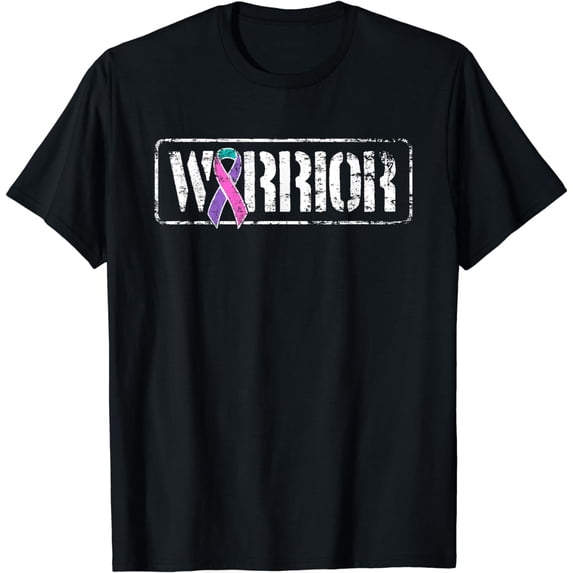 Thyroid Cancer Warrior - Military Style Awareness Ribbon T-Shirt